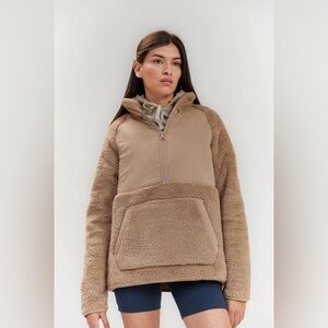 Girlfriend Collective Mushroom Everyone Half-Zip Fleece 9 Teddy Pullover Tan 3XL